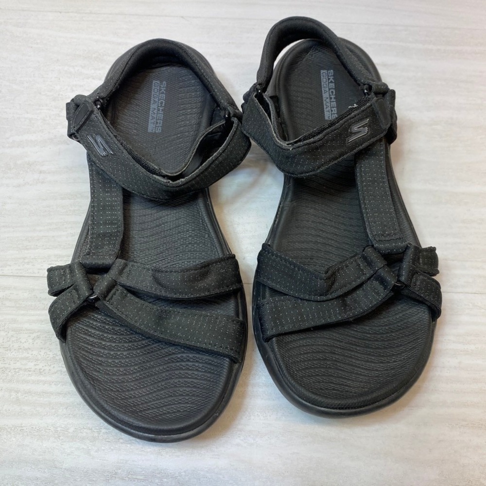 Skechers Womens 6 On-the-GO 600 Brilliancy Sandals Black Textile Strappy Comfort